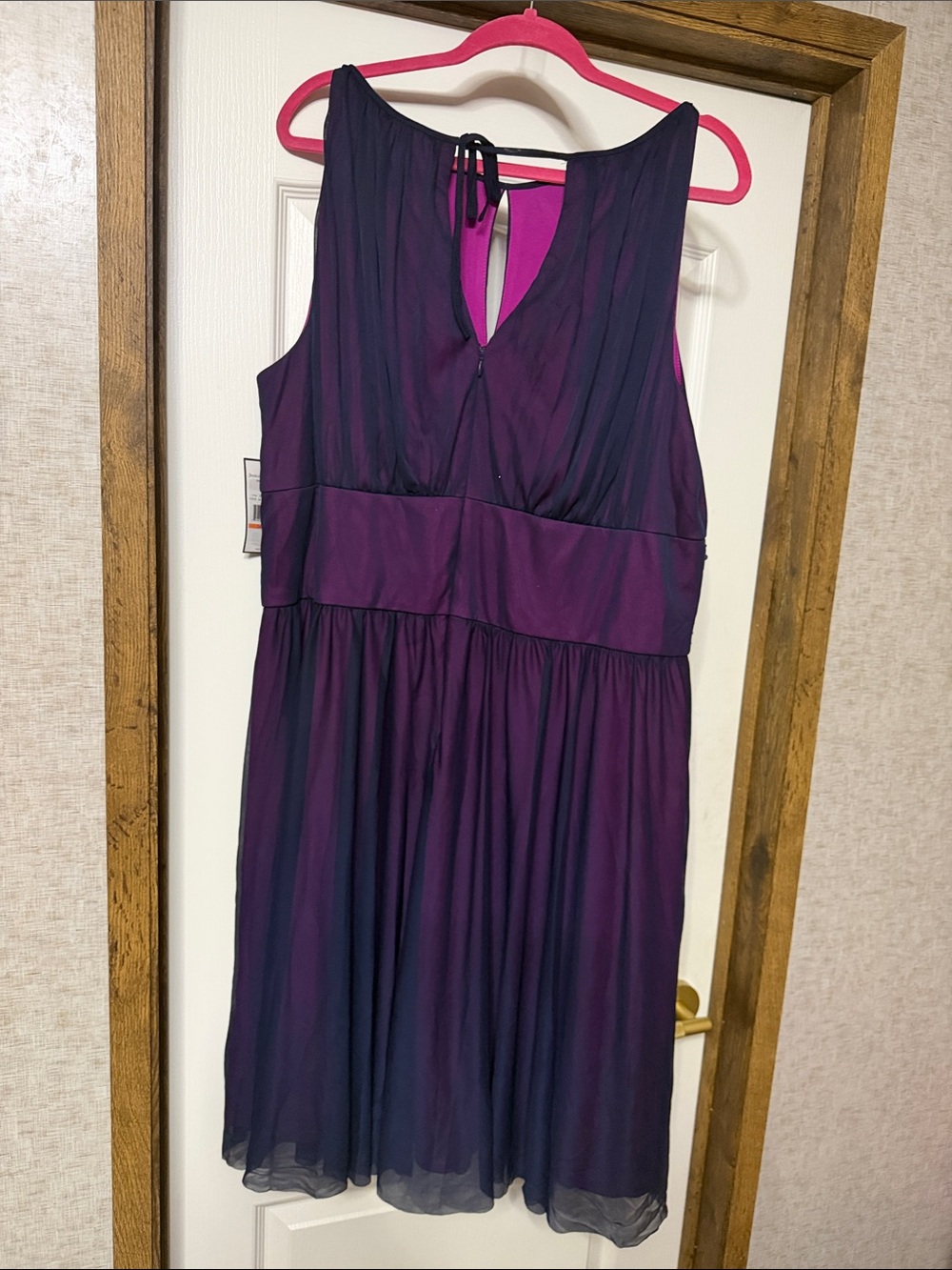 Dark Purple Sleeveless Beaded Waist Cocktail Dress - Picture 5 of 16